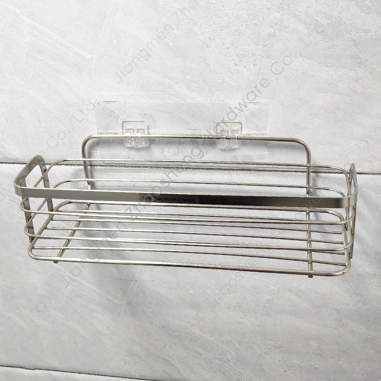Zhaosheng - Cesta de almacenamiento colgante de acero inoxidable para baño, estante esquinero, paquete de 2, carrito de ducha adhesivo