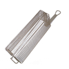 Zhaosheng Hardware - Cesta rectangular para freír, niquelada, con mango de PVC gris