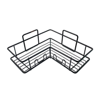 Zhaosheng - estante de baño estantes de almacenamiento de esquina adhesivos negros estantes de baño de esquina montados en la pared