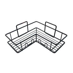 Zhaosheng - estante de baño estantes de almacenamiento de esquina adhesivos negros estantes de baño de esquina montados en la pared