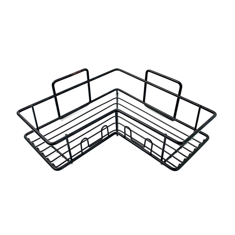 Zhaosheng - estante de baño estantes de almacenamiento de esquina adhesivos negros estantes de baño de esquina montados en la pared
