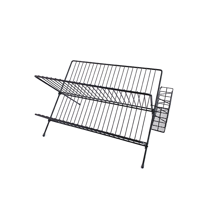 Zhaosheng Hardware - Rejilla para secar platos de 2 niveles, soporte para platos, escurridor de platos plegable de alambre de metal