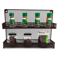Zhaosheng Hardware - Estante de almacenamiento para tarros de condimentos, alambre de hierro, estante de especias de malla de 2 niveles para encimera o montaje en pared