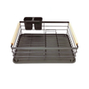Zhaosheng Hardware - Escurridor de platos de acero con mango de madera, negro
