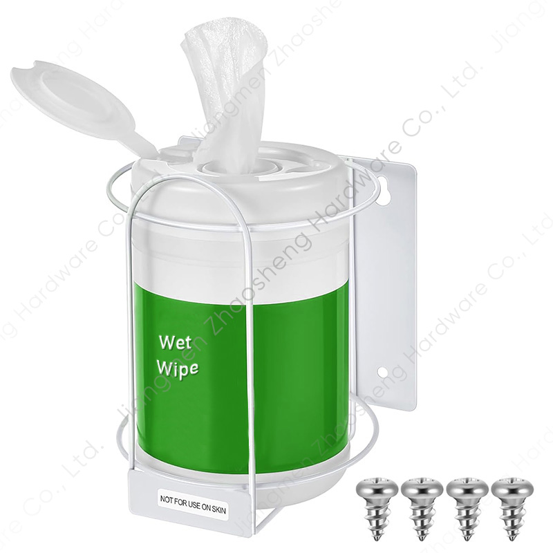 Zhaosheng Hardware - Soporte para recipiente de toallita de alambre, soporte de montaje en pared, dispensador de recipiente, estante organizador