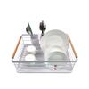 Zhaosheng Hardware - Rejilla grande para secar platos con bandeja de PP/soporte para utensilios y mango de bambú