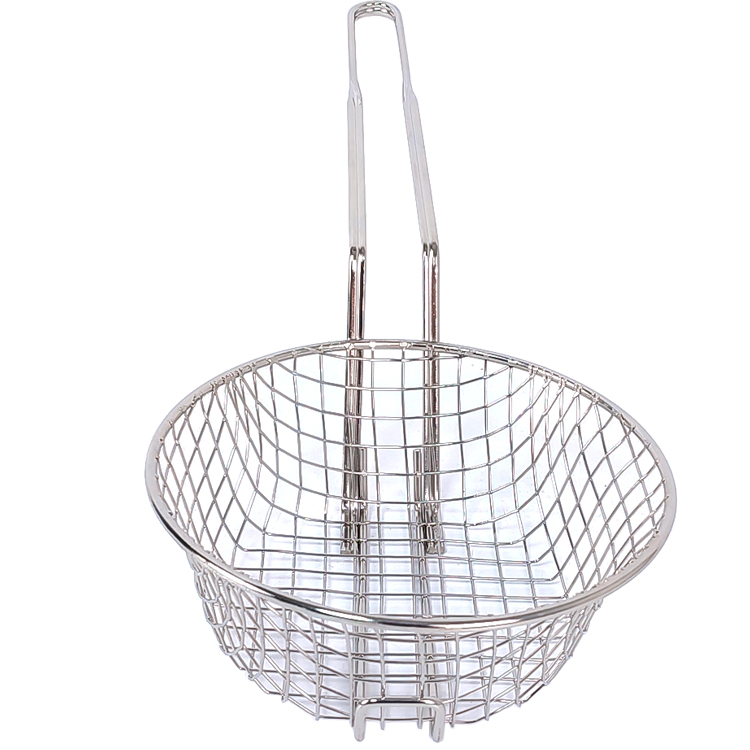 Zhaosheng Hardware - Cesta culinaria de malla gruesa niquelada de 8 'Cesta redonda para freír de alambre