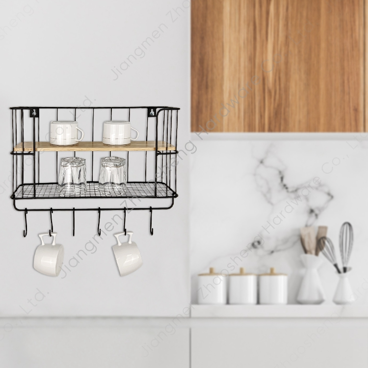 Zhaosheng Hardware - Organizador de suspensión de pared, cesta colgante, puerta, despensa, estante de almacenamiento, estantes flotantes de madera para montaje en pared