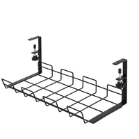 Zhaosheng Hardware - Bandeja de gestión de cables debajo del escritorio, organizador de cables, hierro metálico negro