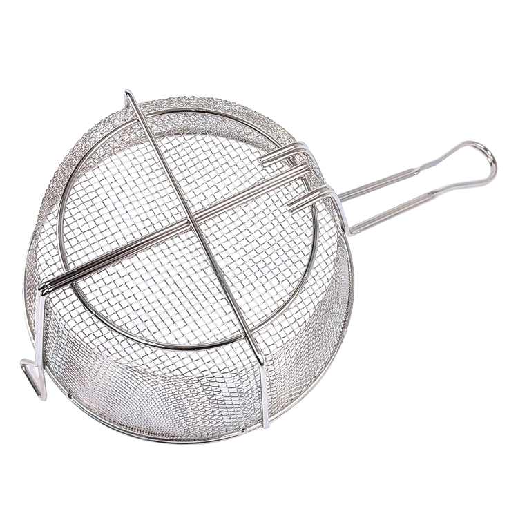 Zhaosheng Hardware - Cesta para freír de malla de alambre de 9,5 pulgadas, cesta redonda para freír, cesta para freír al vapor de acero inoxidable