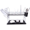 Zhaosheng Hardware - Escurridor de platos de acero inoxidable de 2 niveles con soporte para utensilios de drenaje