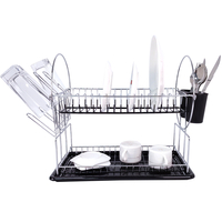 Zhaosheng Hardware - Escurridor de platos de acero inoxidable de 2 niveles con soporte para utensilios de drenaje