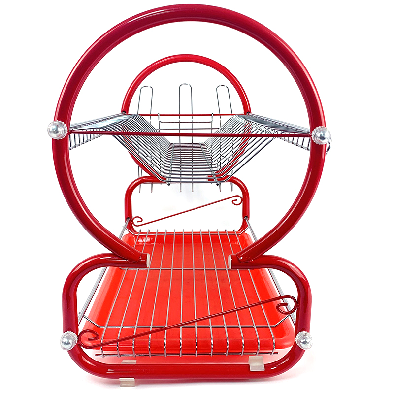 Zhaosheng Hardware - Estante para secar platos de cocina de 2 niveles, color rojo