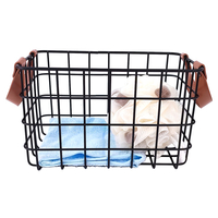 Zhaosheng Hardware - Cesta de alambre negra decorativa de metal para almacenamiento en el hogar de cocina con mango de cuero