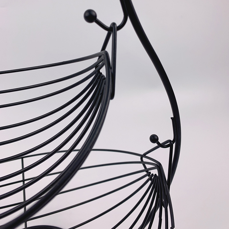 Zhaosheng Hardware - Organizador de frutas y alimentos de cocina, cesta de frutas de metal de 2 niveles para almacenamiento de pan y refrigerios