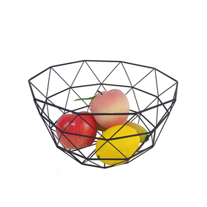 Zhaosheng Hardware - Frutero de metal, cesta de frutas redonda, cesta de almacenamiento de malla geométrica