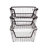 Zhaosheng Hardware - Cesta de despensa de metal apilable para baño, cocina, alimentos, frutas, cesta de almacenamiento de alambre