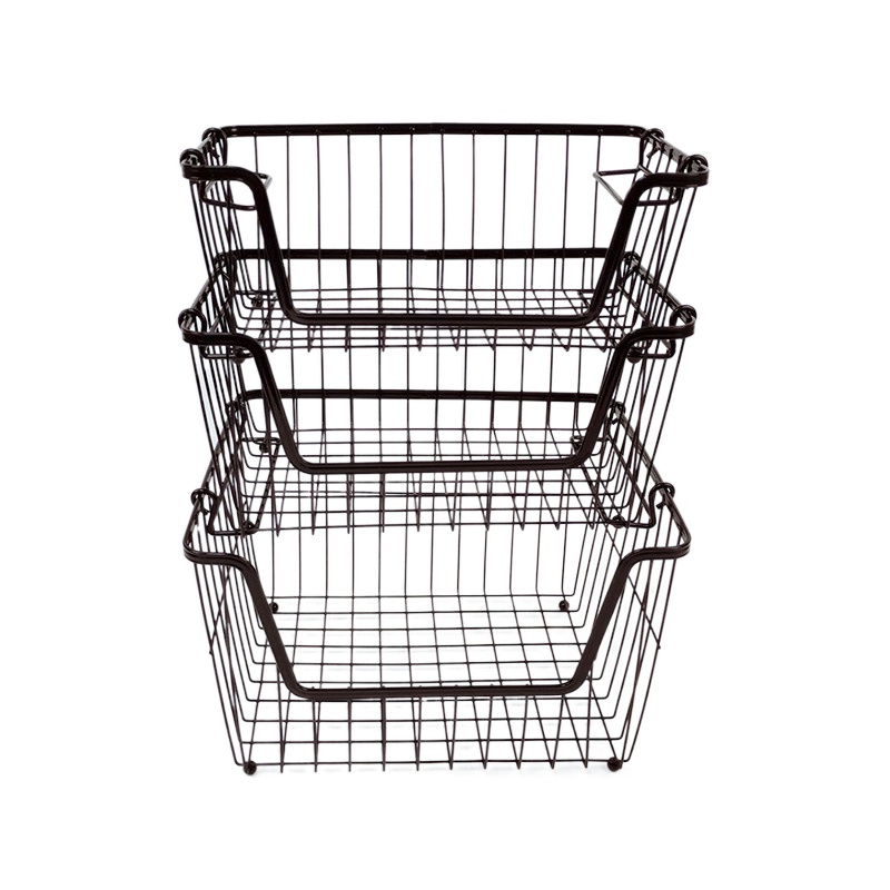 Zhaosheng Hardware - Cesta de despensa de metal apilable para baño, cocina, alimentos, frutas, cesta de almacenamiento de alambre