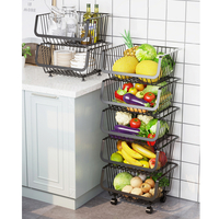 Zhaosheng Hardware - Contenedores apilables para almacenamiento de cebollas y patatas Cesta para frutas y verduras con ruedas Carro con ruedas de metal