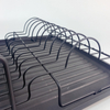 Zhaosheng Hardware - Escurreplatos de alambre de metal, color negro, con soporte para utensilios y bandeja de goteo