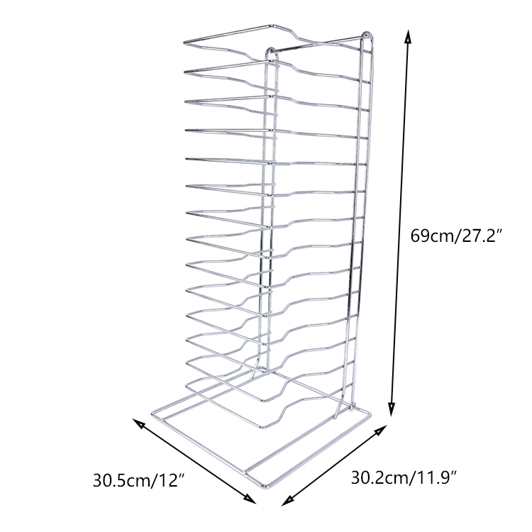 Zhaosheng - Soporte para bandeja de pizza de alambre de metal, de acero cromado, con 15 ranuras