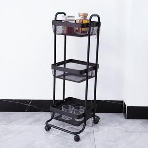 Carro utilitario de malla metálica de 3 niveles para almacenamiento de cocina y baño - Zhaosheng Hardware