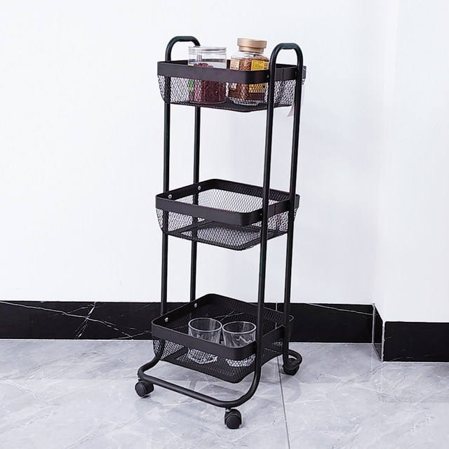Carro utilitario de malla metálica de 3 niveles para almacenamiento de cocina y baño - Zhaosheng Hardware