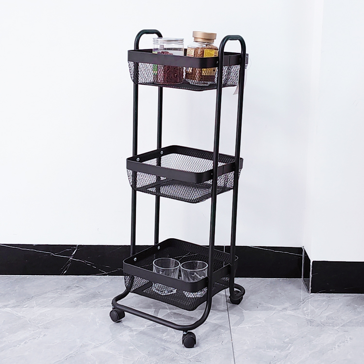 Carro utilitario de malla metálica de 3 niveles para almacenamiento de cocina y baño - Zhaosheng Hardware