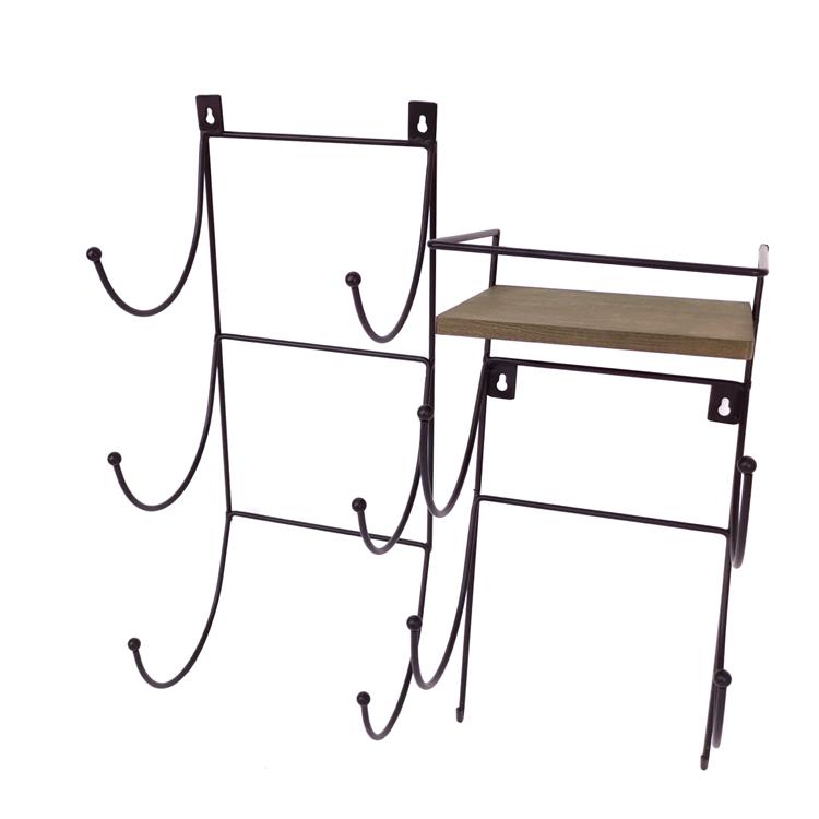 Zhaosheng - Toallero de baño de Acero Toallero de baño montado en la Pared de Metal con Estante Superior de Madera