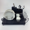 Zhaosheng Hardware - Escurridor de platos de cocina de un solo nivel, estante para platos de aluminio negro