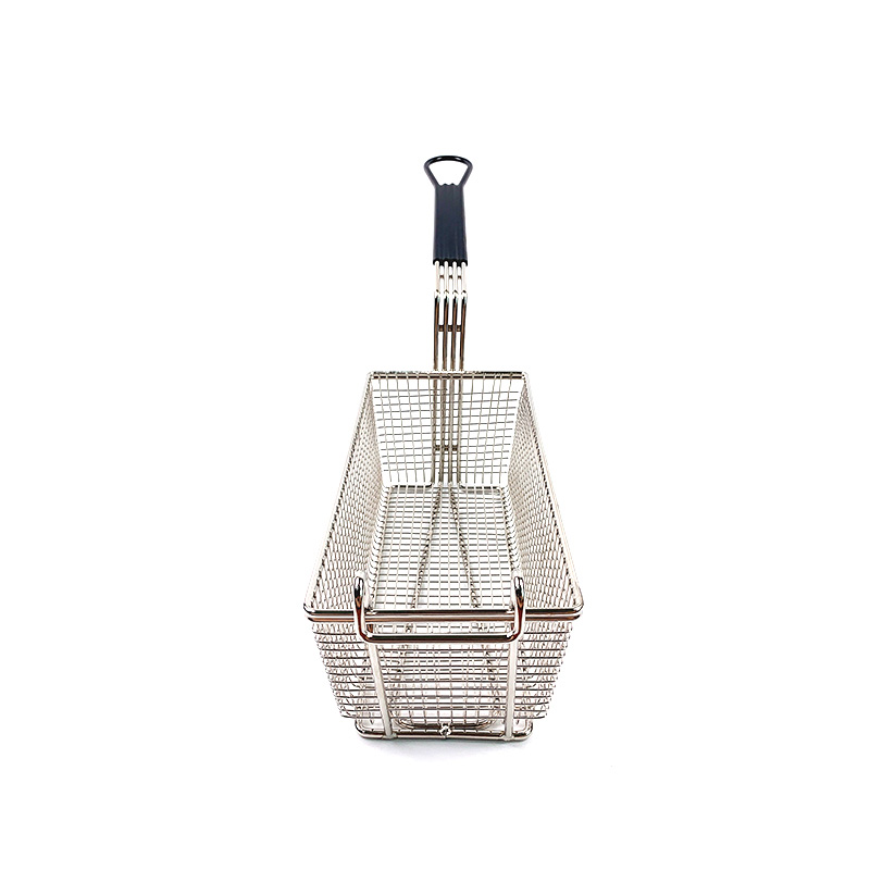 Zhaosheng Hardware - Cesta rectangular para freír, cesta comercial para freír con mango recubierto de negro