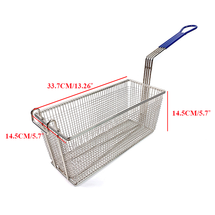 Zhaosheng Hardware - Cesta para freidora de acero inoxidable con mango recubierto de azul