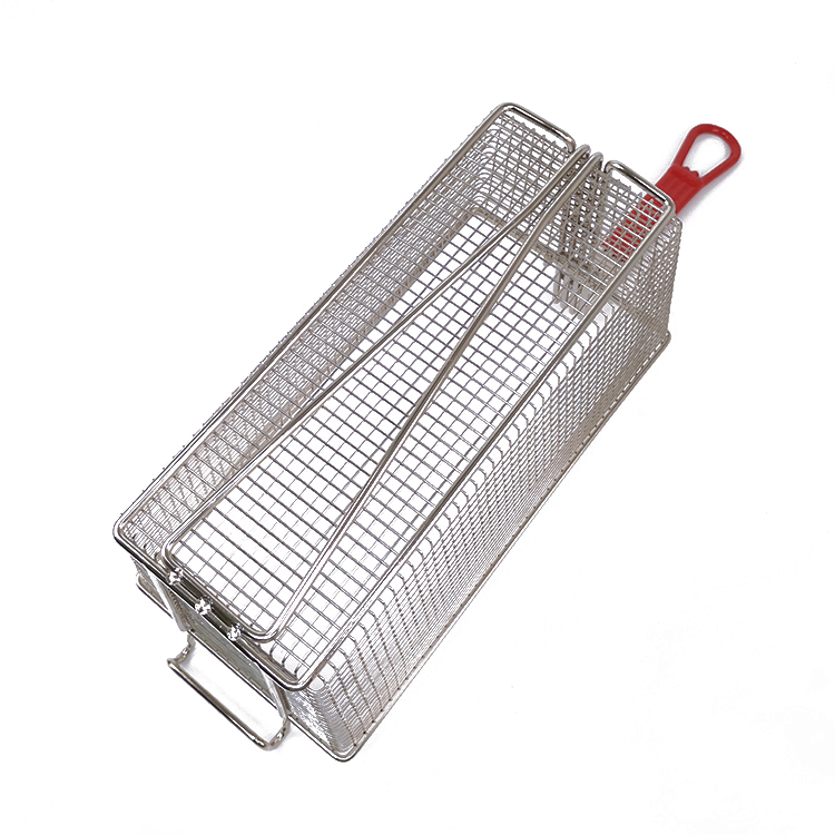 Zhaosheng Hardware - Cesta para freidora con mango recubierto de rojo y gancho frontal