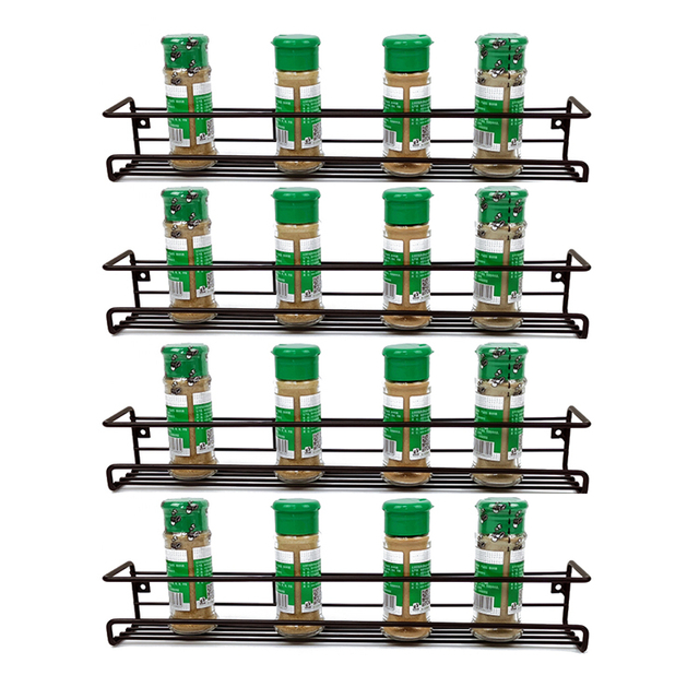 Zhaosheng Hardware - Estante colgante para tarros de especias, soporte para botellas de especias, estante de pared para cocina, especias de acero y metal