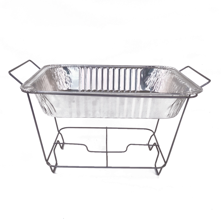 Hardware Zhaosheng - 1/2 Rack de roce de alambre desechable de medio tamaño con sartén de aluminio y cuchara
