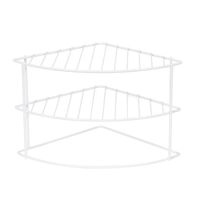 Zhaosheng Hardware - Estante esquinero de alambre de 2 niveles, organizador de mostrador de cocina, estante esquinero para platos