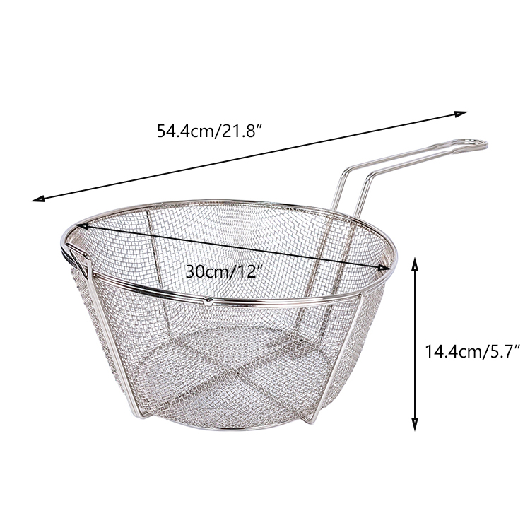 Zhaosheng Hardware - Cesta para sartén profunda, cesta redonda para freír de malla de alambre de metal