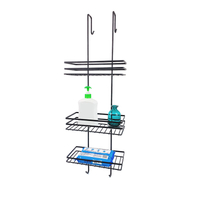 Zhaosheng - Organizador de estante de ducha de baño de metal personalizado, carrito de ducha colgante negro de 3 niveles sobre la puerta