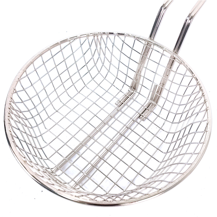 Zhaosheng Hardware - Cesta culinaria de malla gruesa niquelada de 8 'Cesta redonda para freír de alambre