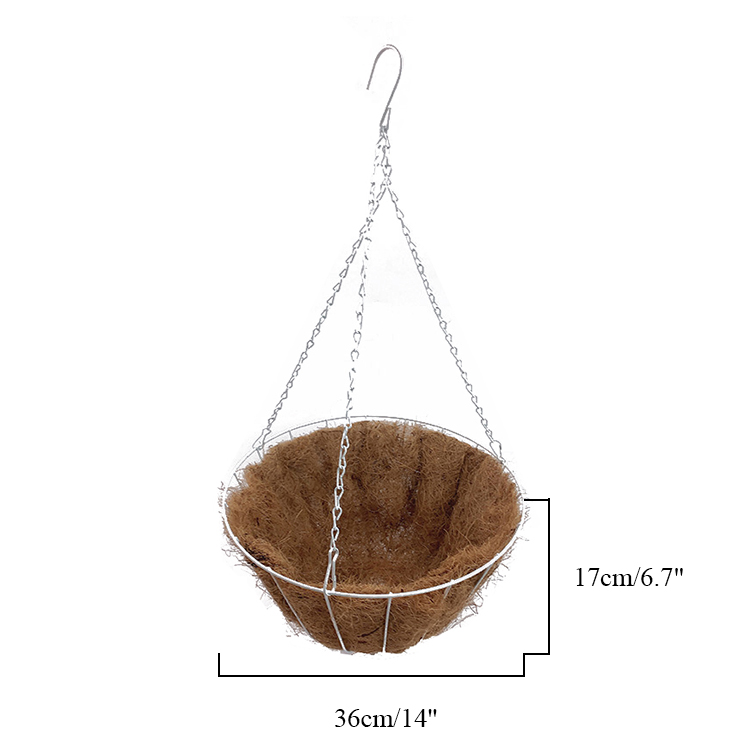 Zhaosheng Hardware - Cesta colgante para decoración de jardín con forro de coco, maceteros colgantes, cestas colgantes de coco de forma redonda
