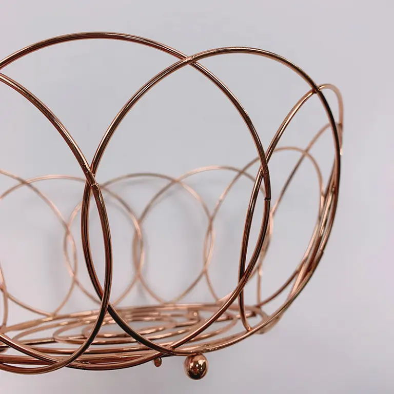 Zhaosheng Hardware - Cesta de alambre para frutas, cesta de almacenamiento y decoración para el hogar, chapada en cobre
