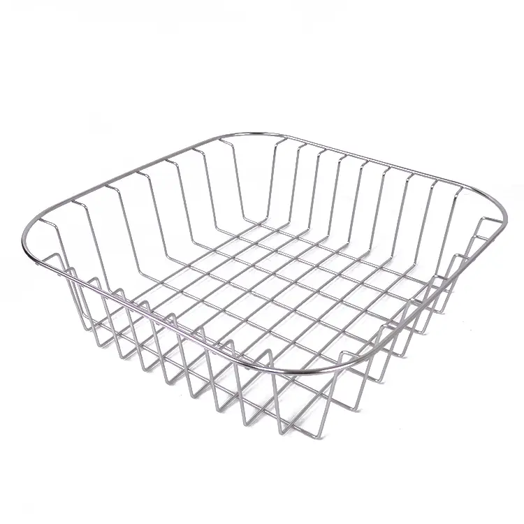 Zhaosheng Hardware - Cesta de enjuague para fregadero de cocina cuadrada, cesta de alambre de acero inoxidable para secado