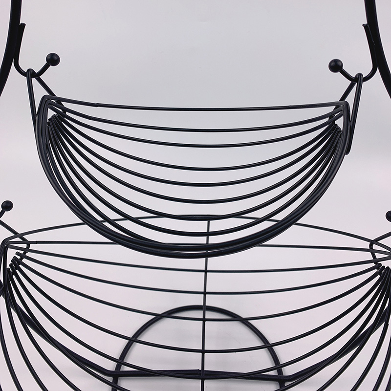 Zhaosheng Hardware - Organizador de frutas y alimentos de cocina, cesta de frutas de metal de 2 niveles para almacenamiento de pan y refrigerios