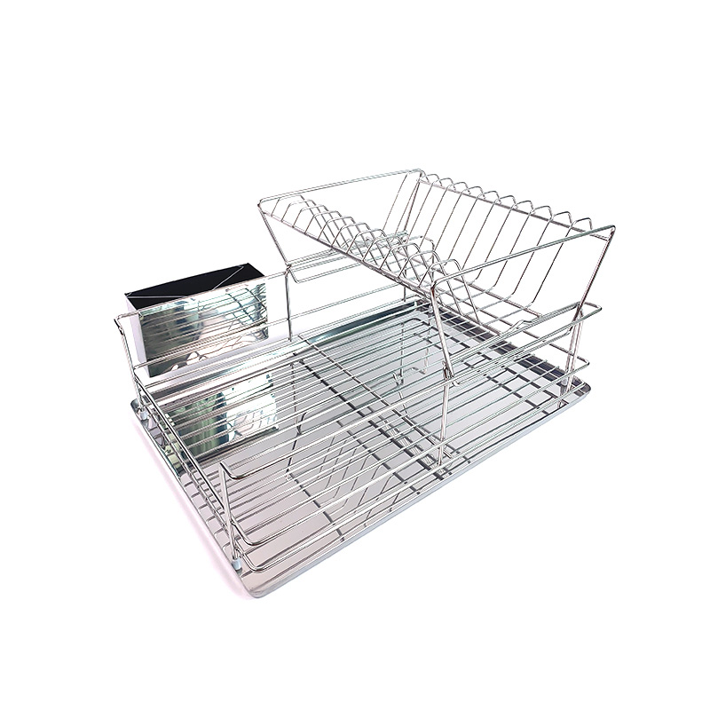 Zhaosheng Hardware - Estante para platos de acero inoxidable, escurridor de platos de 2 niveles, ideal para platos, platos, tazas y cuencos