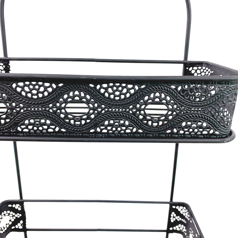 Zhaosheng - Cesta de ducha montada en la pared, estante organizador de baño negro con ganchos