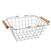 Zhaosheng Hardware - Almacenamiento de mesa de cesta de alambre pequeño decorativo con mango de madera