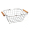 Zhaosheng Hardware - Almacenamiento de mesa de cesta de alambre pequeño decorativo con mango de madera