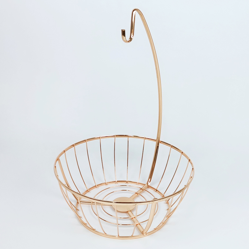 Zhaosheng Hardware - Organizador decorativo de frutas de alambre dorado, estante de hierro, cesta de frutas de metal con soporte para plátanos