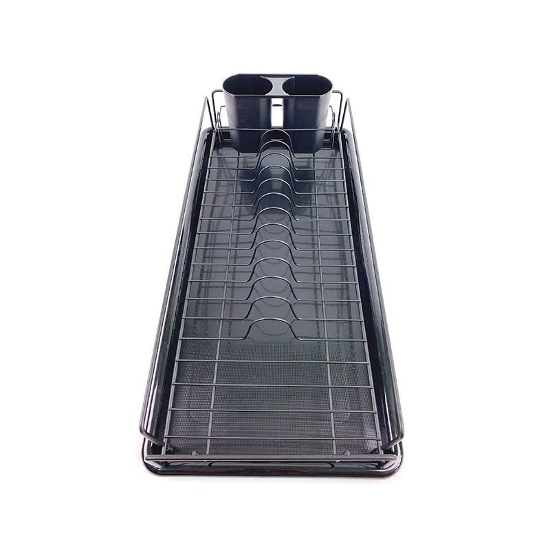 Zhaosheng Hardware - Escurridor de platos de cocina Rejilla de secado de platos negra con soporte para cubiertos