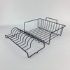 Zhaosheng Hardware - Escurreplatos de alambre de metal, color negro, con soporte para utensilios y bandeja de goteo